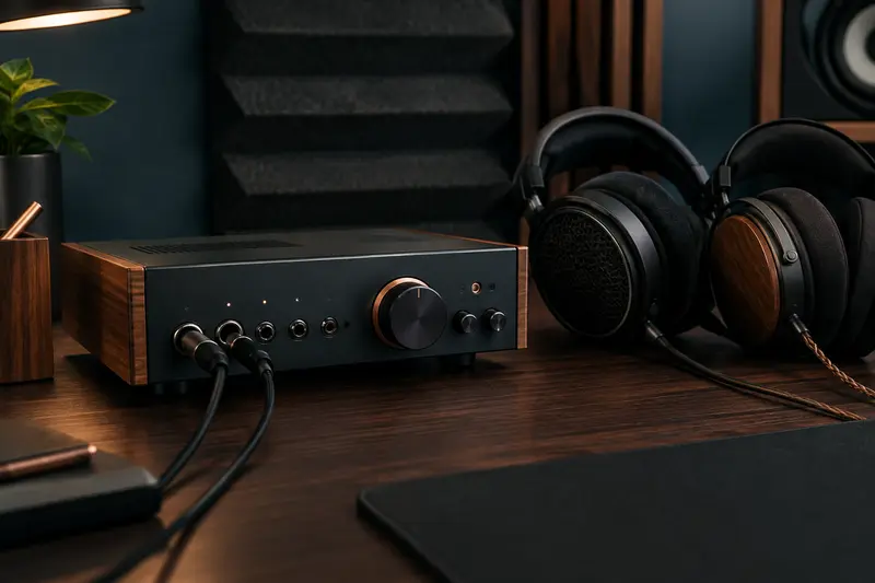 Amplificateur casque de studio avec plusieurs sorties jack en façade