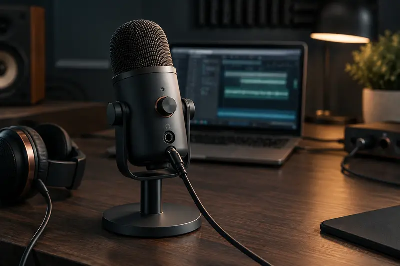 Microphone USB de bureau avec câble et sortie casque intégrée